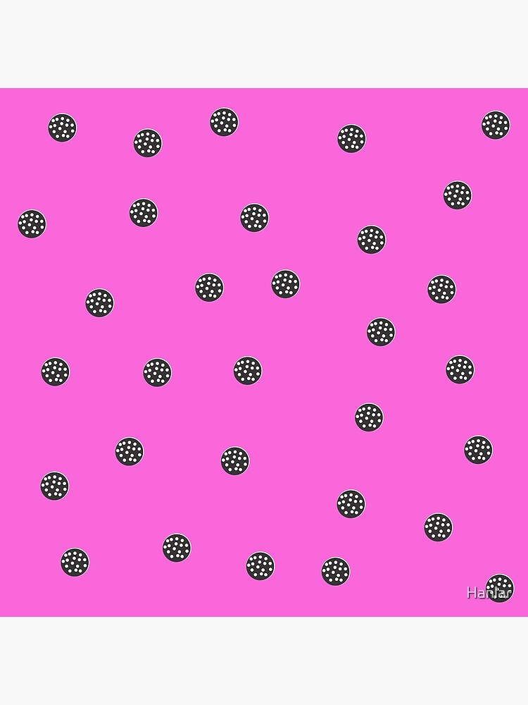 white-dots-on-black-spots-on-persian-pink-background-poster-by-hanlar