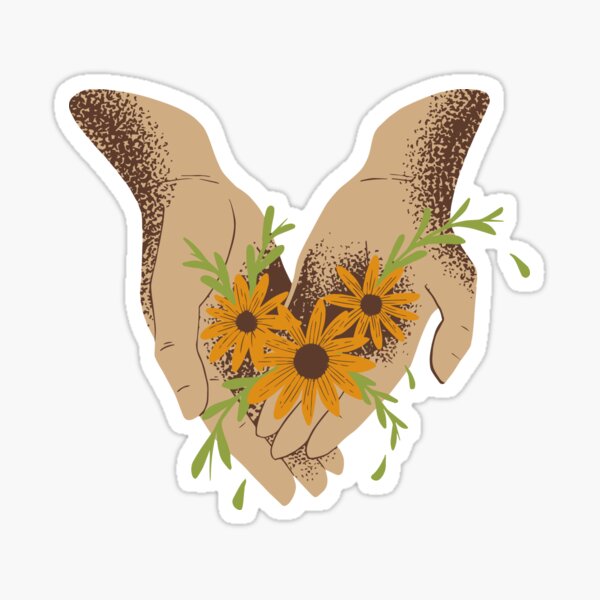 Hands Holding Flowers Sticker For Sale By Charlyjovic Redbubble