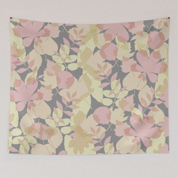 Item preview, Beautiful minimalist autumn leaves pattern with warm colors of red orange and yellow and grey background designed and sold by CiniArt.