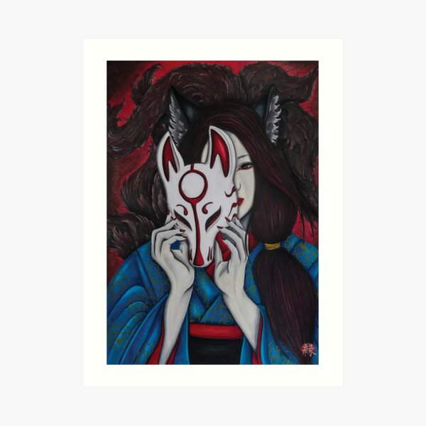 Kitsune - Woman Fox Art Print