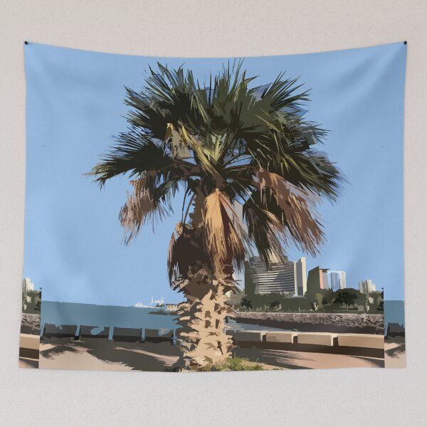 Item preview, Tropical Palm Tree at the Gulf Beach Marina, Kuwait designed and sold by ShopieHome.
