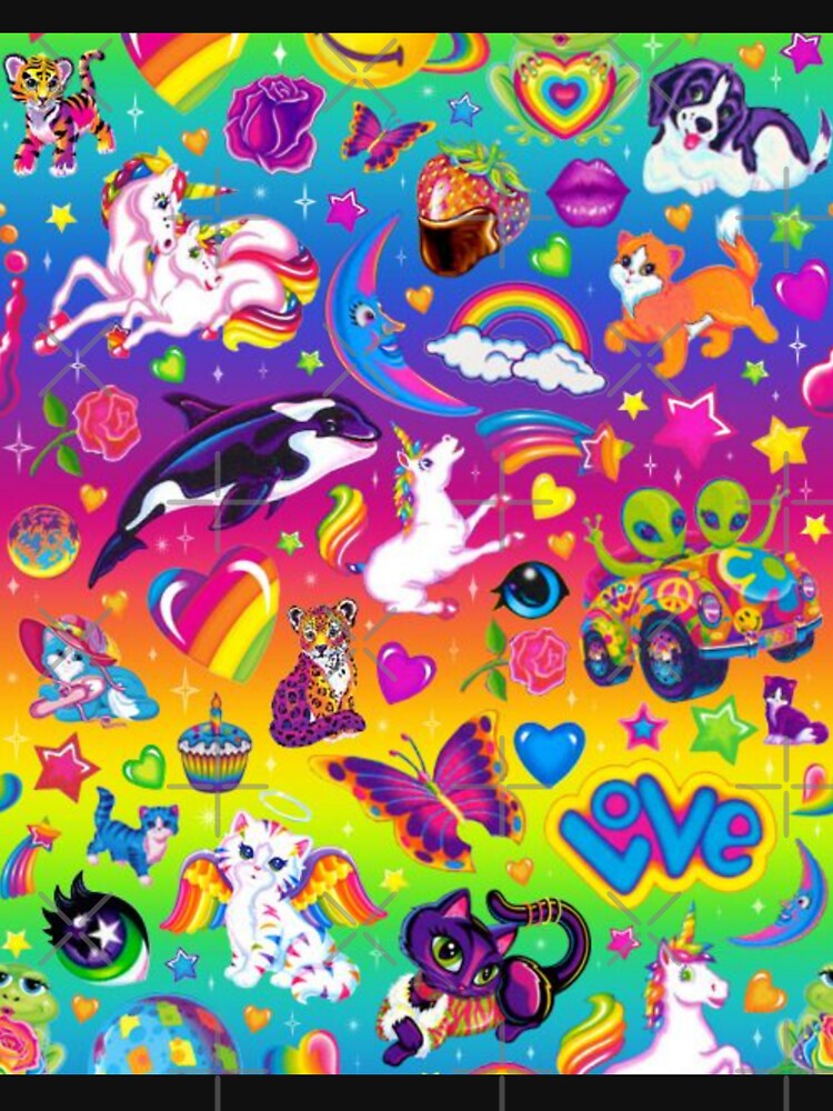 "Lisa Frank rainbow mixed character pattern " T-shirt by shesxmagic