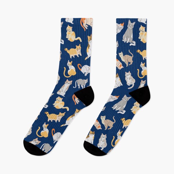 Item preview, Mixed Cute Cat Pattern On Blue Background designed and sold by Moodyandmellow.