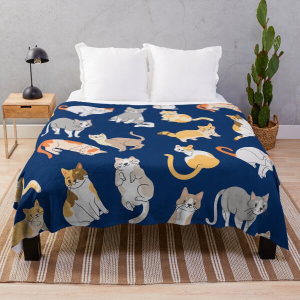 Item preview, Mixed Cute Cat Pattern On Blue Background designed and sold by Moodyandmellow.