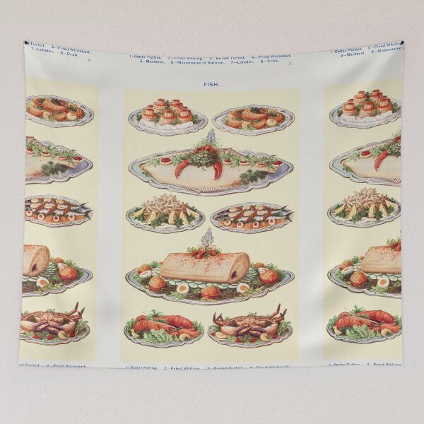 Item preview, Assorted fish meals - Classic Mrs Beetons cook book artwork designed and sold by Vintage Designs +.