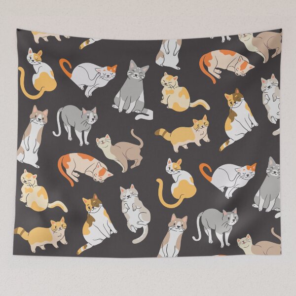 Item preview, Mixed Cute Cat Pattern On Brown Background designed and sold by Moodyandmellow.