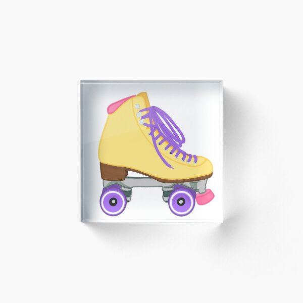 Pastel Yellow Rollerskate yellow pink purple Acrylic Block