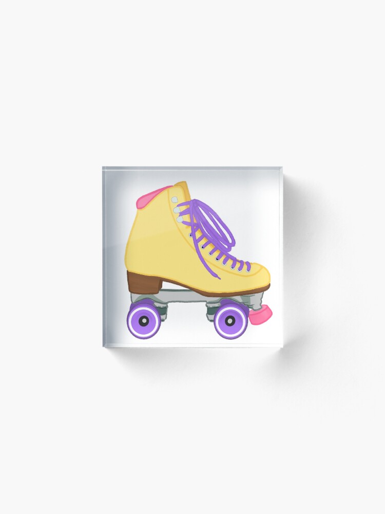Alternate view of Pastel Yellow Rollerskate yellow pink purple Acrylic Block