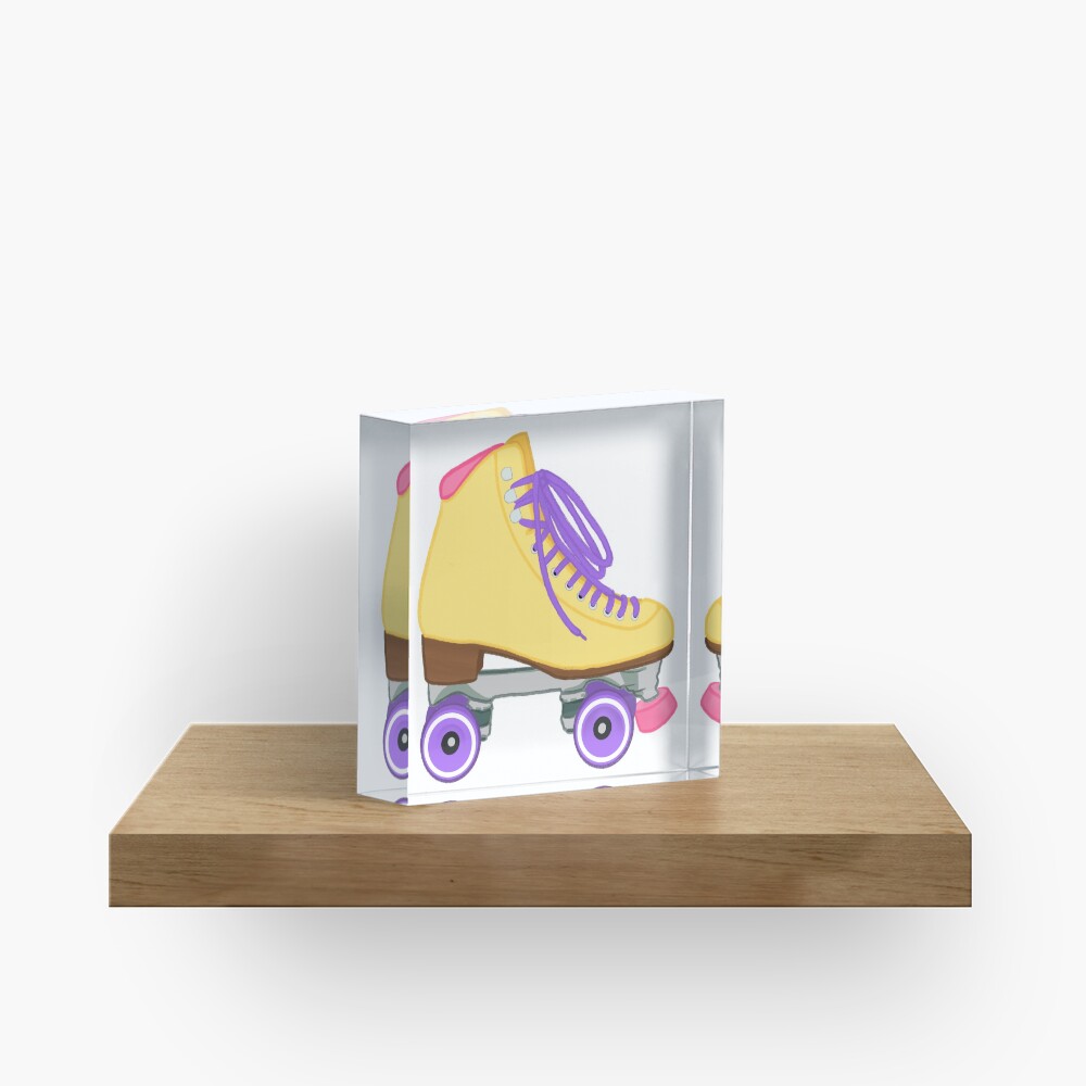 Pastel Yellow Rollerskate yellow pink purple Acrylic Block