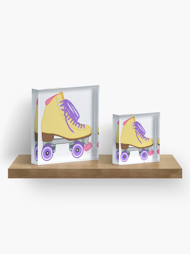 Alternate view of Pastel Yellow Rollerskate yellow pink purple Acrylic Block
