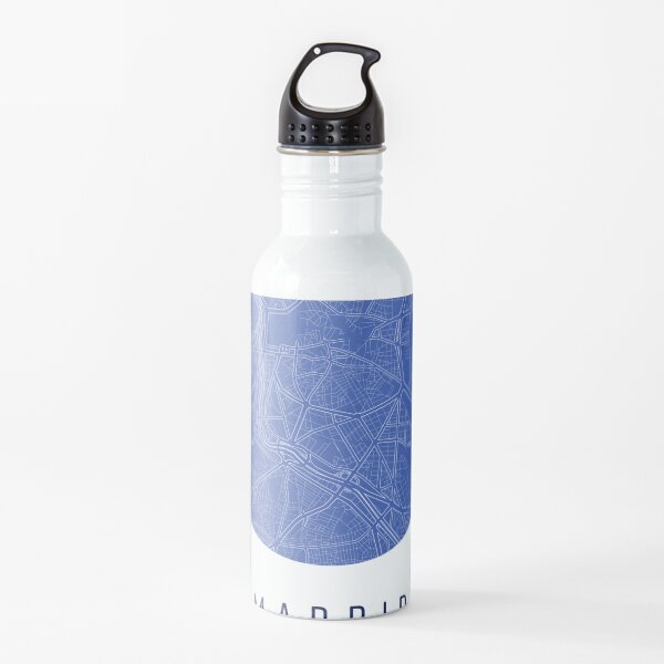 Madrid Blueprint Map Print Water Bottle