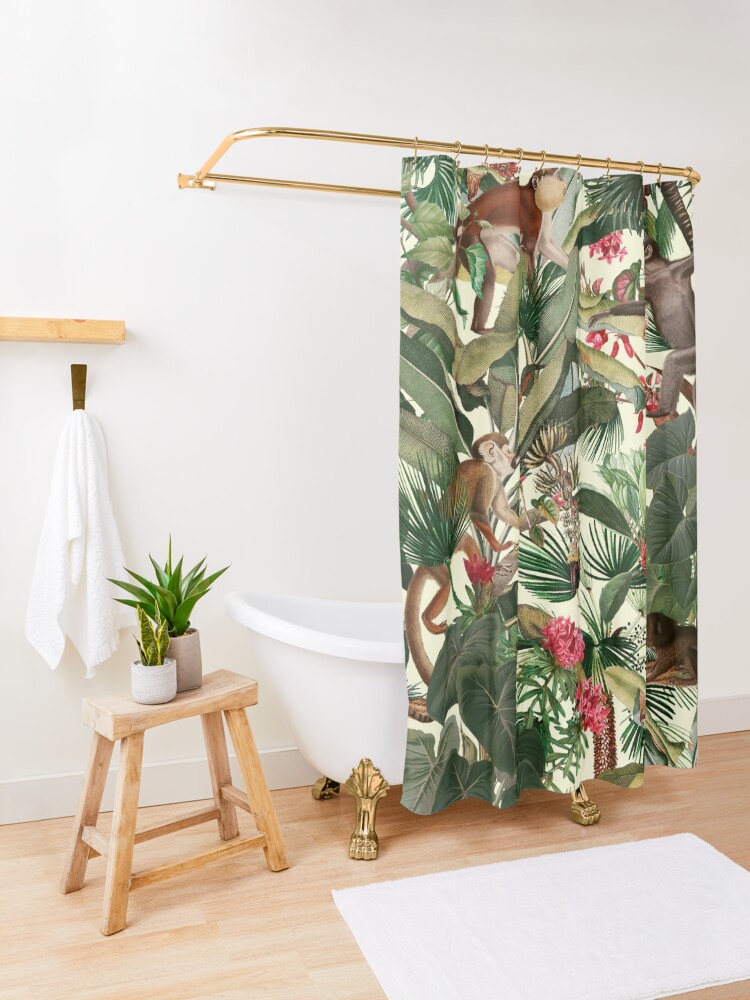 Alternate view of Monkey Forest Shower Curtain