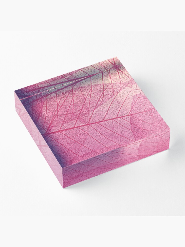 Alternate view of Pink leaves Acrylic Block