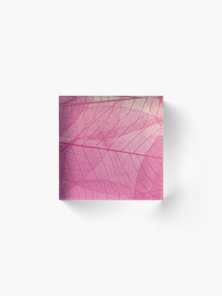 Alternate view of Pink leaves Acrylic Block