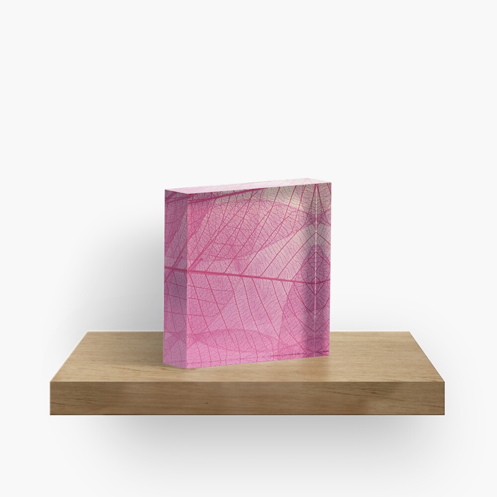 Pink leaves Acrylic Block