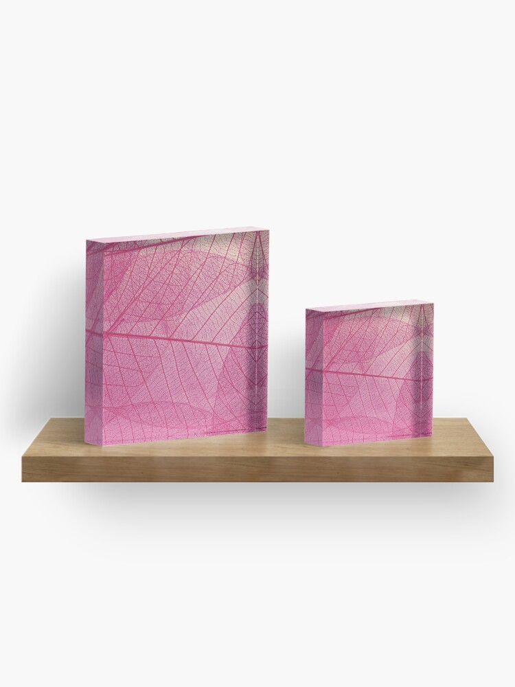 Alternate view of Pink leaves Acrylic Block