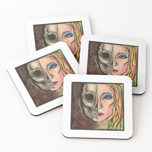 Item preview, Pop Art half skull Half face watercolour painting designed and sold by MORIANO TATTOOS.