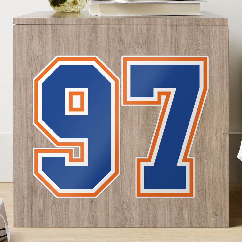 Number 3 blue red sports jersey three Sticker for Sale by LoveIsColorful