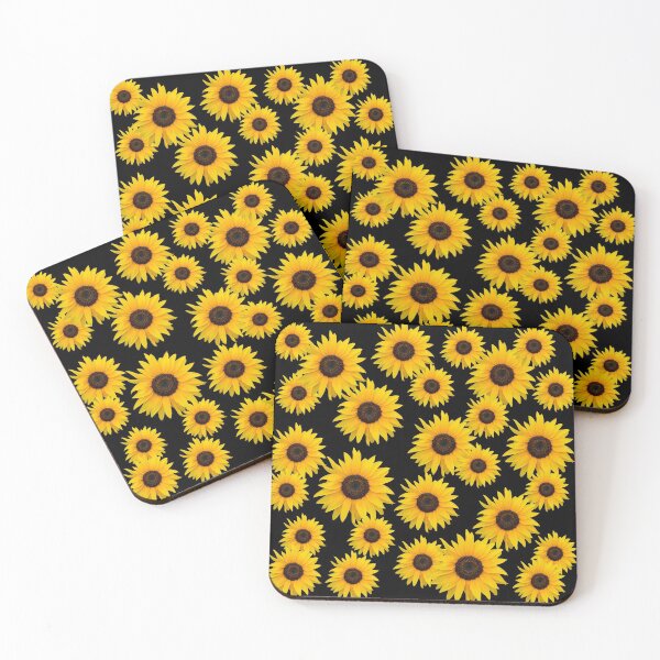 Item preview, Yellow sunflowers on black background. designed and sold by KamTamDesigns11.