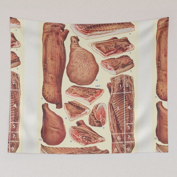 Item preview, Bacon and Ham chart - Classic Mrs Beetons cook book artwork designed and sold by Vintage Designs +.