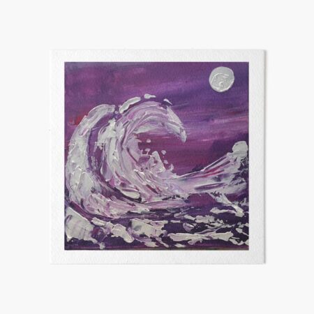 Abstract Waves Under the Moonlight Art Board Print