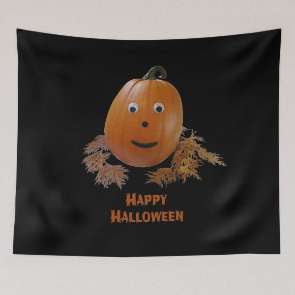 Item preview, Happy Halloween, Smiling Pumpkin with Wiggly Eyes and Fall Cypress Decor designed and sold by Max-Wear.