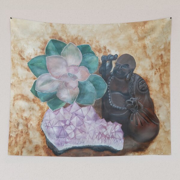 Item preview, Happy Buddha and Amethyst Crystal Painting designed and sold by Sarah Wainwright.