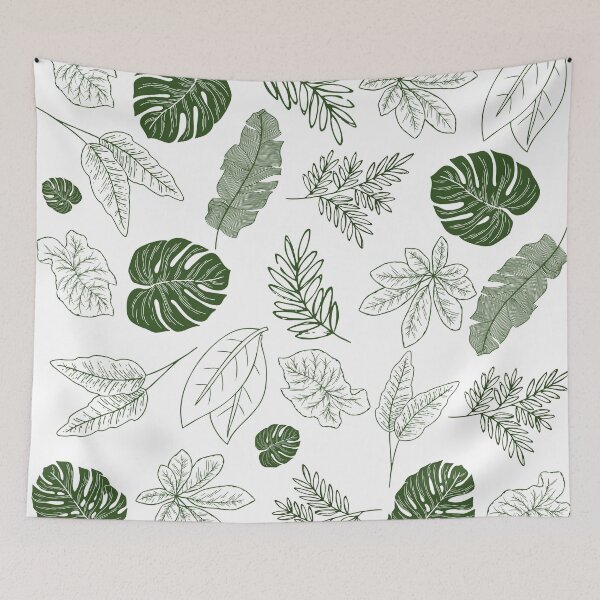 Item preview, Tropical jungle leaves on white background. designed and sold by KamTamDesigns11.