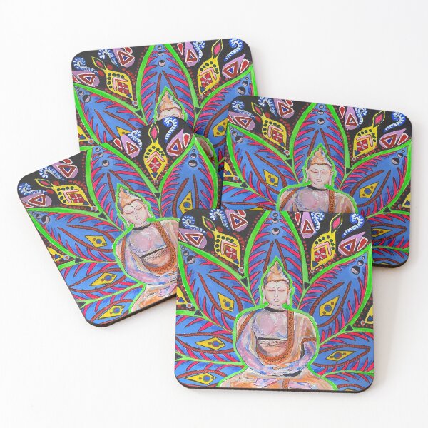 Item preview, Trippy Buddha lotus painting neon patterns designed and sold by MORIANO TATTOOS.