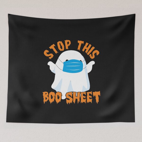 Item preview, Stop this boo sheet 2020 year funny ghost in face mask Halloween pun designed and sold by alenaz.