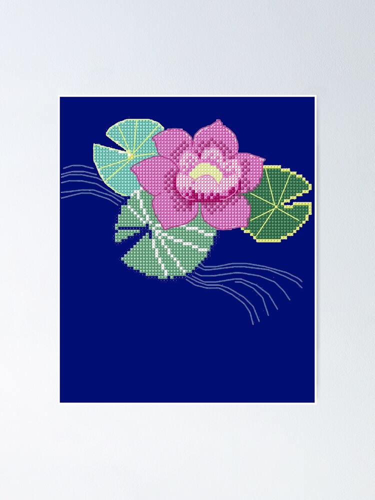 Danish Cross Stitch Tapestry, Cross Stitch Bell Pull, Handmade With a Beautiful Framed Flower