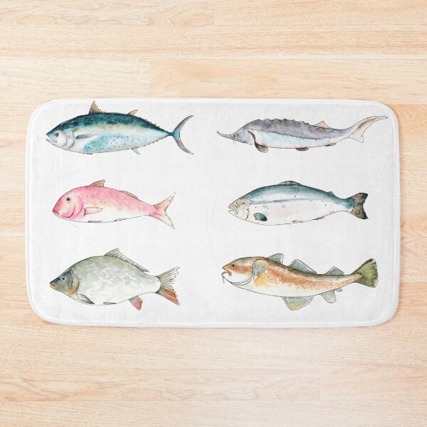 Item preview, Watercolor sketch illustration set of fish with Seabass, Tuna, Red mullet, Carp, Pike perch, Parrot fish, Sturgeon, Salmon, Cod, Silver carp designed and sold by FuzzyLogicKate.
