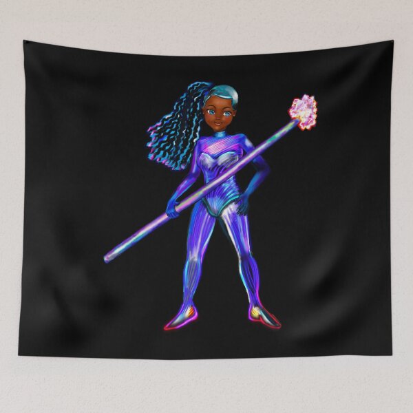 Item preview, Black anime girl from outer space  ! beautiful  black girl with Afro hair, blue eyes, Cherry pink lips and dark brown skin. Hair love ! designed and sold by Artonmytee.