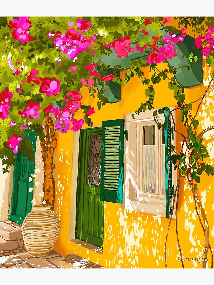 Living in the Sunshine. Always, Travel Sunny Summer Architecture Greece Spain Building Illustration by 83oranges