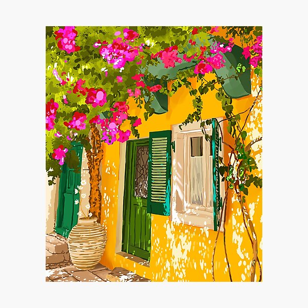 Living in the Sunshine. Always, Travel Sunny Summer Architecture Greece Spain Building Illustration Photographic Print