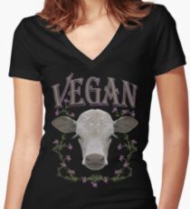 VEGAN Women's Fitted V-Neck T-Shirt