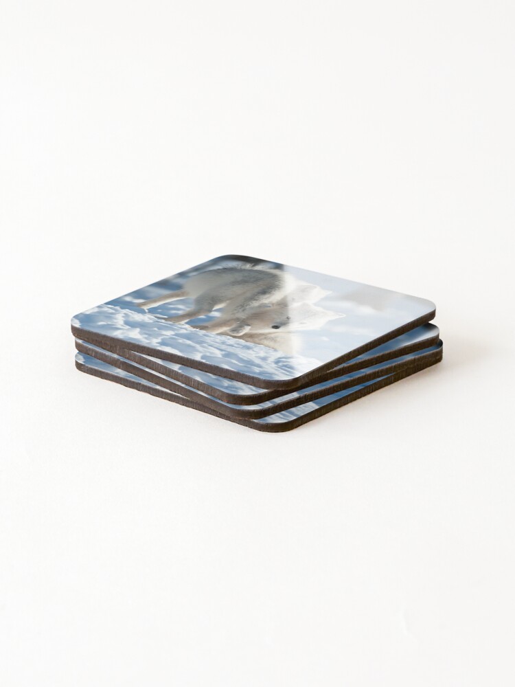 Thumbnail 4 of 5, Coasters (Set of 4), Arctic Wolves designed and sold by WolvesOnly.