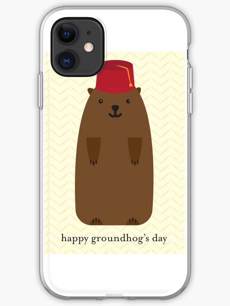 Happy Groundhog S Day Yellow Chevron Wallpaper Edition Iphone Case Cover By Tinyflyinggoats Redbubble
