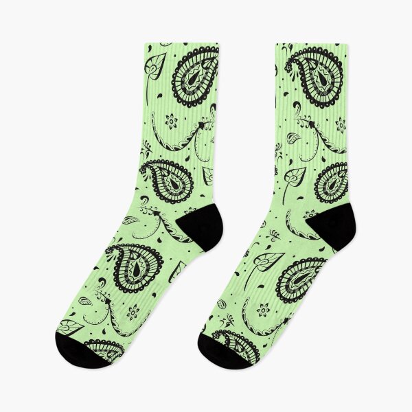 Item preview, Pastel Green and Black Bandana Paisley Flower Repeated Minimalistic Pattern  designed and sold by conceptDVS.