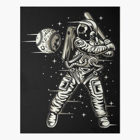 Outer Space Astronaut Plays Baseball With Moon Art Board Print for Sale by  peaktee