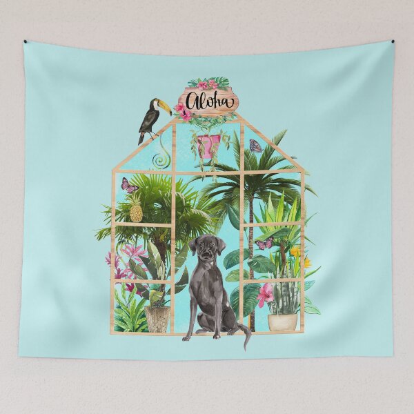 Item preview, Tropical Summerhouse - Black Labrador designed and sold by Amanda-Lakey.