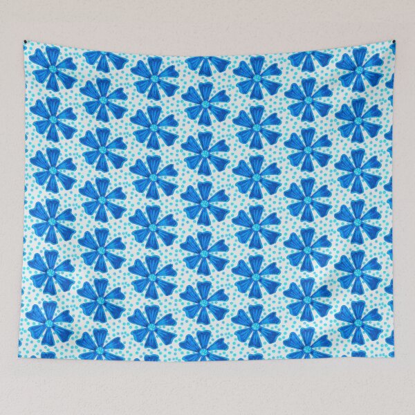 Item preview, blue floral pattern  designed and sold by Shirley cute art .