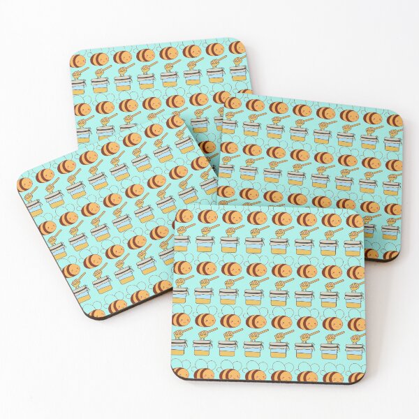 Item preview, Cute Kawaii Bee Protector and Honey Pattern Green Background designed and sold by conceptDVS.