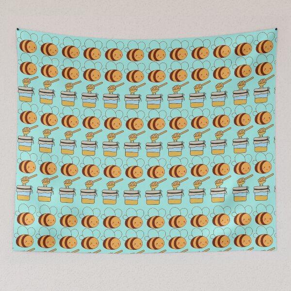 Item preview, Cute Kawaii Bee Protector and Honey Pattern Green Background designed and sold by conceptDVS.