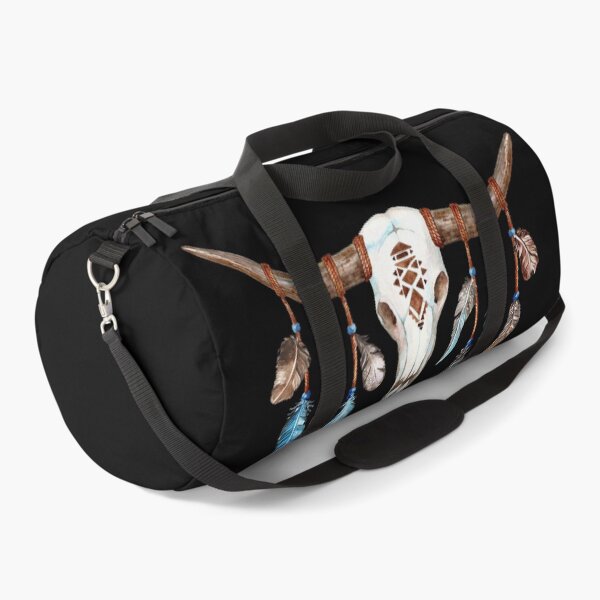 Texas Longhorn Skull Bull Boho Duffle Bag