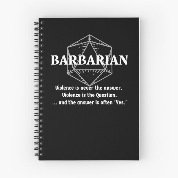 Item preview, "Violence Is Never The Answer. Violence Is The Question. And The Answer Is Yes" DnD Barbarian Symbol D20 Print designed and sold by ToplineDesigns.