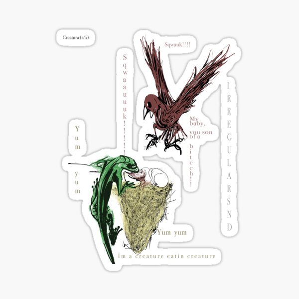 Bird Defending Nest From Lizard Eating Egg Sticker