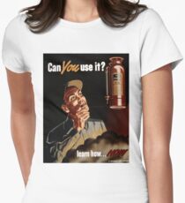 Vintage World War II Fire Extinguisher Safety Women's Fitted T-Shirt