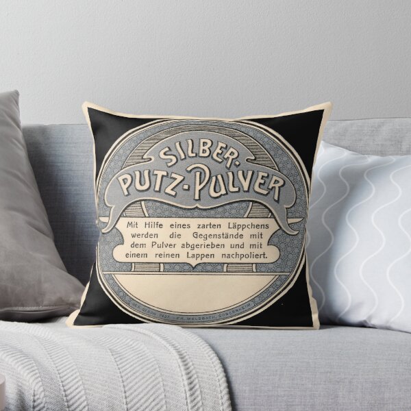 Vintage Circular German Drug Label Throw Pillow