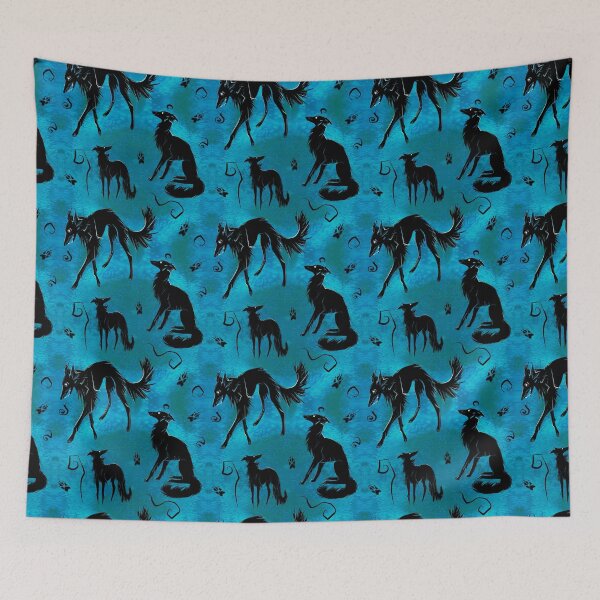 Item preview, Spoopy Silken Dogs in Aqua designed and sold by LauraGarabedian.